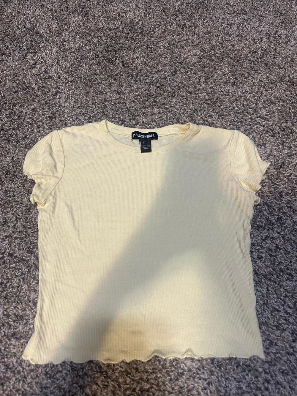 Essentials Pale Yellow Ribbed Short Sleeve Tee